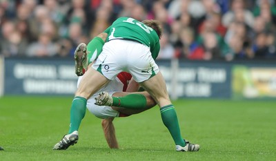 13.03.10 - Ireland v Wales - RBS Six Nations 2010 - Jamie Roberts of Wales is tackled by Brian O'Driscoll of Ireland. 