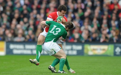 13.03.10 - Ireland v Wales - RBS Six Nations 2010 - Jamie Roberts of Wales is tackled by Brian O'Driscoll of Ireland. 