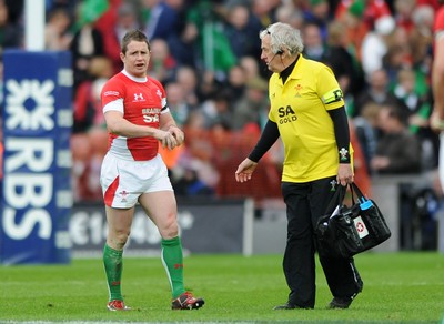 13.03.10 - Ireland v Wales - RBS Six Nations 2010 - Shane Williams of Wales is helped with an injury at the end of the game. 