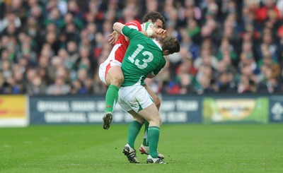 13.03.10 - Ireland v Wales - RBS Six Nations 2010 - Jamie Roberts of Wales is tackled by Brian O'Driscoll of Ireland. 