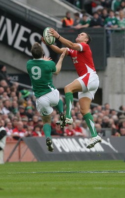 13.03.10 Ireland v Wales... Wales' Lee Byrne takes ball from Ireland's Tomas O'Leary. 