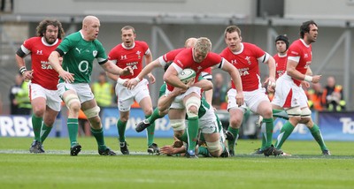 13.03.10 Ireland v Wales... Wales Bradley Davies finds space. 