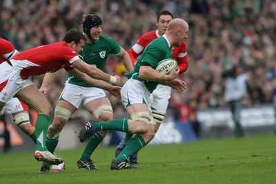 13.03.10 Ireland v Wales... Ireland's Paul O'Connell is tackled by Jamie Roberts. 
