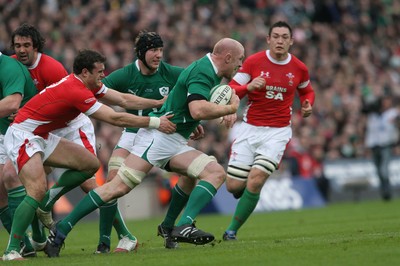 13.03.10 Ireland v Wales... Ireland's Paul O'Connell is tackled by Jamie Roberts. 