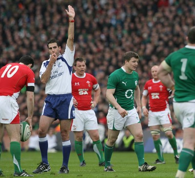 13.03.10 Ireland v Wales...  Ireland's Brian O'Driscoll dismayed by a refereeing decision. 