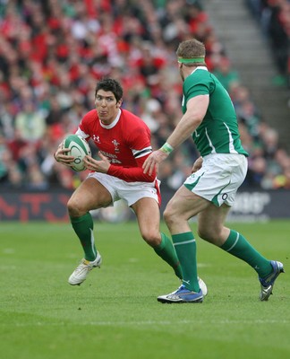 13.03.10 Ireland v Wales... Wales James Hook takes on Ireland's Jamie Heaslip. 