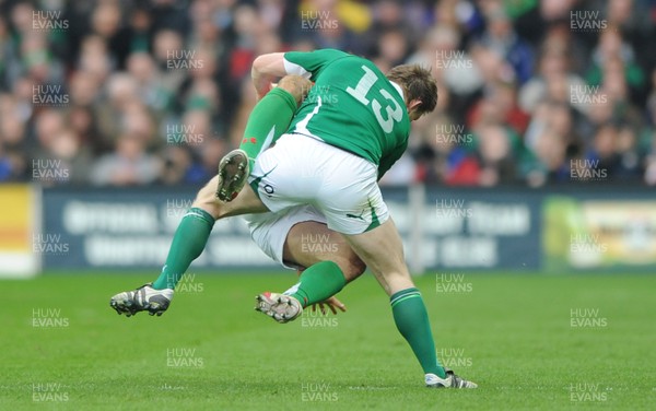 13.03.10 - Ireland v Wales - RBS Six Nations 2010 - Jamie Roberts of Wales is tackled by Brian O'Driscoll of Ireland. 