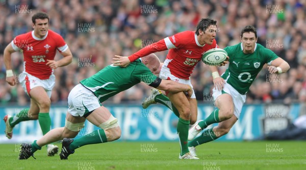 13.03.10 - Ireland v Wales - RBS Six Nations 2010 - James Hook of Wales takes on Paul O'Connell of Ireland. 