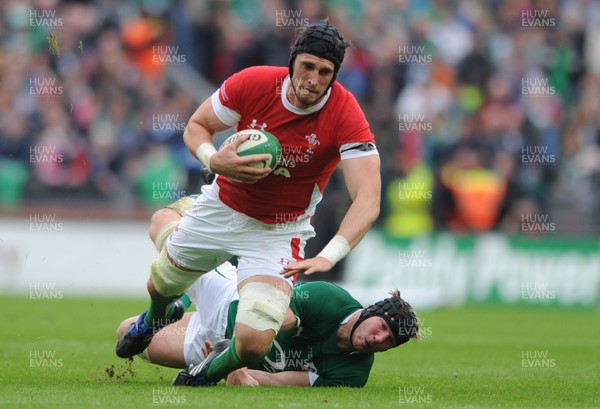 13.03.10 - Ireland v Wales - RBS Six Nations 2010 - Luke Charteris of Wales is tackled by Stephen Ferris of Ireland. 