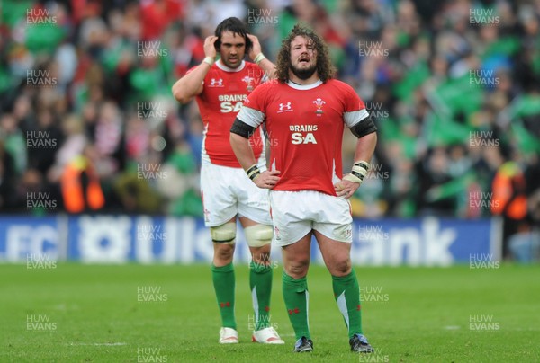 13.03.10 - Ireland v Wales - RBS Six Nations 2010 - Jonathan Thomas and Adam Jones of Wales look dejected. 