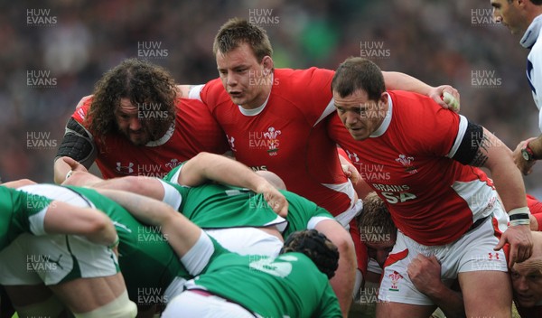 13.03.10 - Ireland v Wales - RBS Six Nations 2010 - Adam Jones, Matthew Rees and Paul James of Wales 