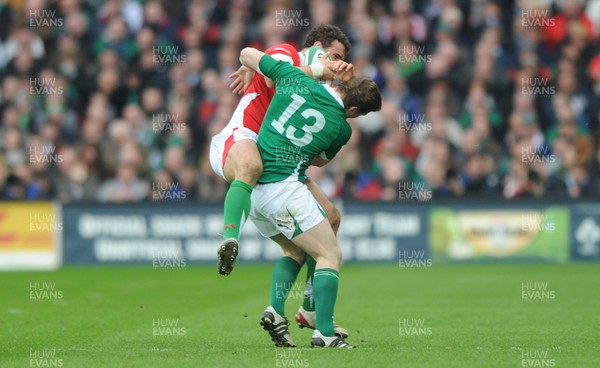13.03.10 - Ireland v Wales - RBS Six Nations 2010 - Jamie Roberts of Wales is tackled by Brian O'Driscoll of Ireland. 