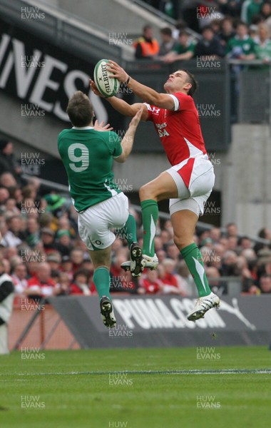 13.03.10 Ireland v Wales... Wales' Lee Byrne takes ball from Ireland's Tomas O'Leary. 