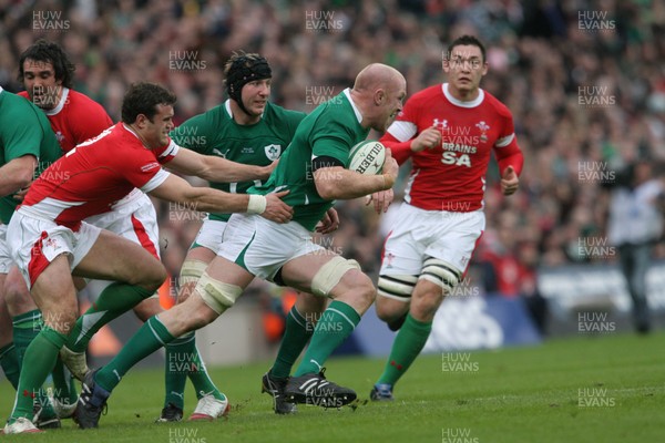 13.03.10 Ireland v Wales... Ireland's Paul O'Connell is tackled by Jamie Roberts. 