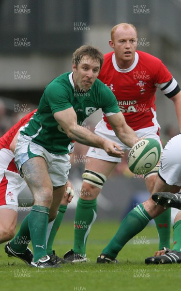 13.03.10 Ireland v Wales... Ireland's Tomas O'Leary passes watched by Martyn Williams. 
