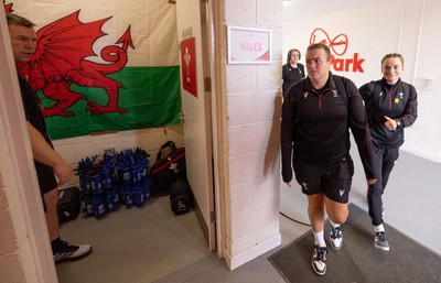 130424 - Ireland  v Wales, Guinness Women’s 6 Nations - Carys Phillips and Jasmine  arrive at the stadium ahead of the match