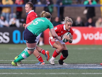 130424 - Ireland  v Wales, Guinness Women’s 6 Nations - Kerin Lake of Wales takes on Sam Monaghan of Ireland