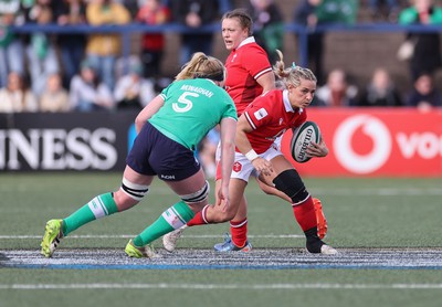 130424 - Ireland  v Wales, Guinness Women’s 6 Nations - Kerin Lake of Wales takes on Sam Monaghan of Ireland