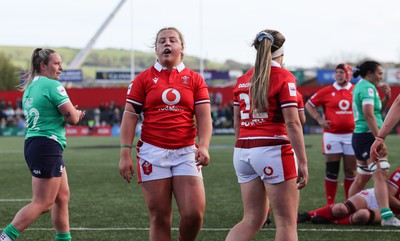 130424 - Ireland  v Wales, Guinness Women’s 6 Nations - Molly Reardon of Wales reacts on the final whistle