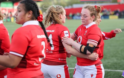 130424 - Ireland  v Wales, Guinness Women’s 6 Nations - Abbie Fleming of Wales and Carys Cox of Wales show the disappointment at the end of the match