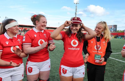 130424 - Ireland  v Wales, Guinness Women’s 6 Nations - Gwennan Hopkins of Wales after being presented with her first cap