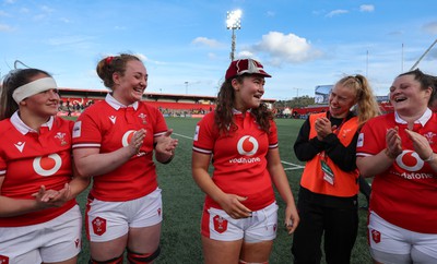 130424 - Ireland  v Wales, Guinness Women’s 6 Nations - Gwennan Hopkins of Wales after being presented with her first cap