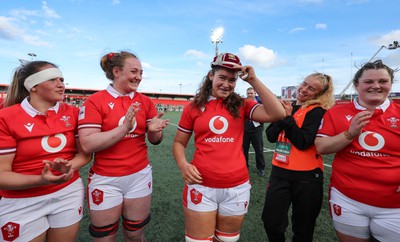 130424 - Ireland  v Wales, Guinness Women’s 6 Nations - Gwennan Hopkins of Wales after being presented with her first cap