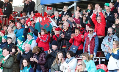 130424 - Ireland  v Wales, Guinness Women’s 6 Nations -Wales fans at the start of the match