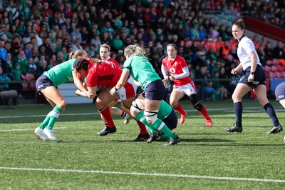 130424 - Ireland  v Wales, Guinness Women’s 6 Nations - Carys Phillips of Wales drives for the line