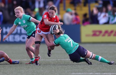 130424 - Ireland  v Wales, Guinness Women’s 6 Nations - Alisha Butchers of Wales taken Edel McMahon of Ireland