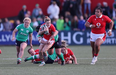 130424 - Ireland  v Wales, Guinness Women’s 6 Nations - Keira Bevan of Wales looks to break away