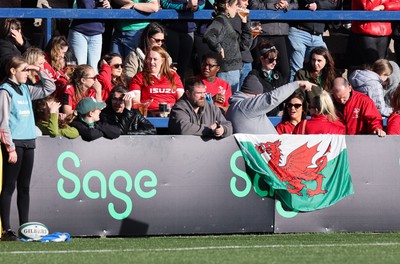 130424 - Ireland  v Wales, Guinness Women’s 6 Nations - Wales fans cheer on the team during the match