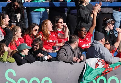 130424 - Ireland  v Wales, Guinness Women’s 6 Nations - Wales fans cheer on the team during the match