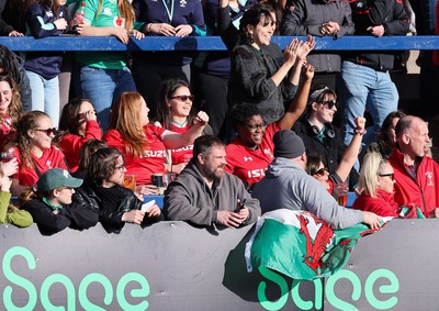 130424 - Ireland  v Wales, Guinness Women’s 6 Nations - Wales fans cheer on the team during the match