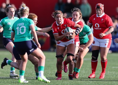 130424 - Ireland  v Wales, Guinness Women’s 6 Nations - Georgia Evans of Wales charges forward