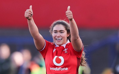 130424 - Ireland  v Wales, Guinness Women’s 6 Nations - Gwennan Hopkins of Wales after she scores try