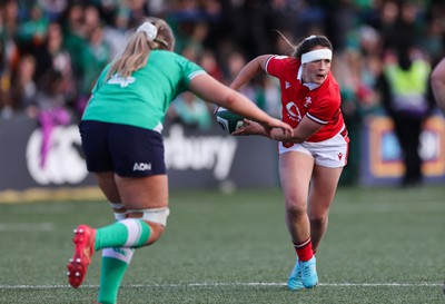 130424 - Ireland  v Wales, Guinness Women’s 6 Nations - Kayleigh Powell of Wales looks to attack