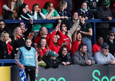 130424 - Ireland  v Wales, Guinness Women’s 6 Nations - Wales fans cheer on the team during the match