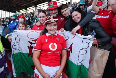 130424 - Ireland  v Wales, Guinness Women’s 6 Nations - Gwennan Hopkins of Wales with her first cap and her family after the match