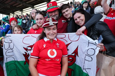 130424 - Ireland  v Wales, Guinness Women’s 6 Nations - Gwennan Hopkins of Wales with her first cap and her family after the match