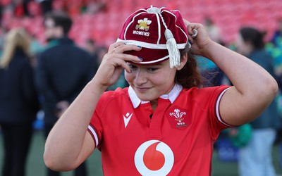 130424 - Ireland  v Wales, Guinness Women’s 6 Nations - Gwennan Hopkins of Wales with her first cap after the match