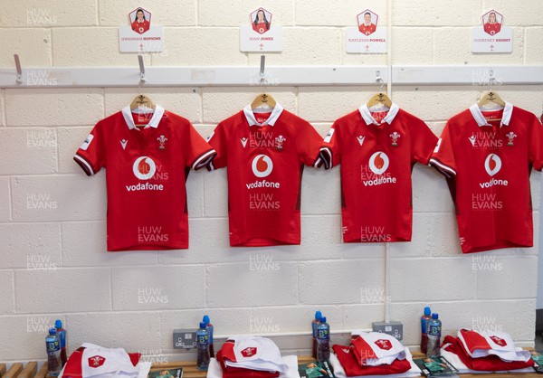 130424 - Ireland  v Wales, Guinness Women’s 6 Nations - Wales match jerseys hang in the team changing room ahead of the match