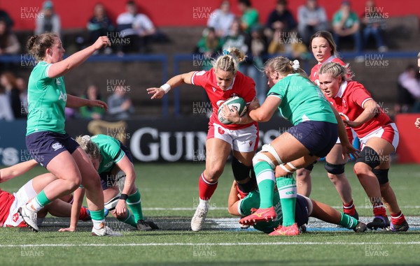 130424 - Ireland  v Wales, Guinness Women’s 6 Nations - Kerin Lake of Wales takes on Brittany Hogan of Ireland