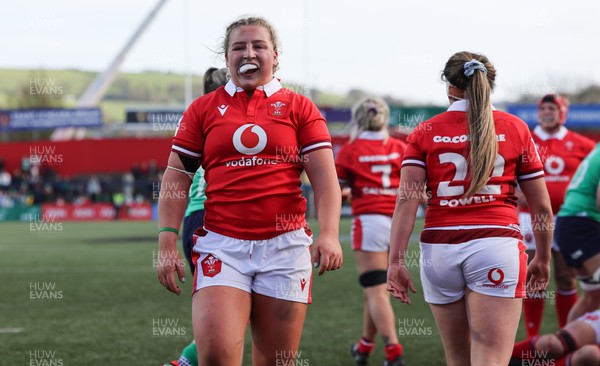 130424 - Ireland  v Wales, Guinness Women’s 6 Nations - Molly Reardon of Wales reacts on the final whistle