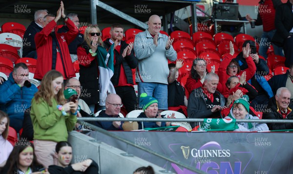 130424 - Ireland  v Wales, Guinness Women’s 6 Nations -Wales fans applaud the the team at the start of the match