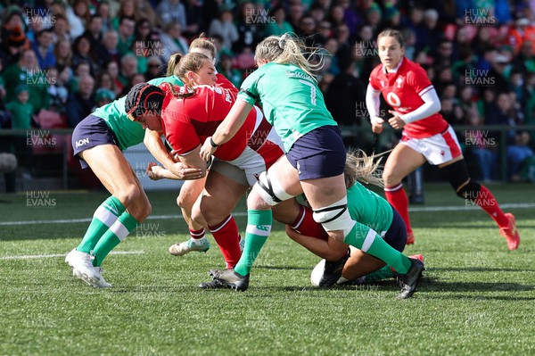 130424 - Ireland  v Wales, Guinness Women’s 6 Nations - Carys Phillips of Wales drives for the line