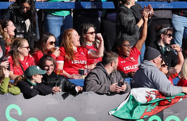 130424 - Ireland  v Wales, Guinness Women’s 6 Nations - Wales fans cheer on the team during the match