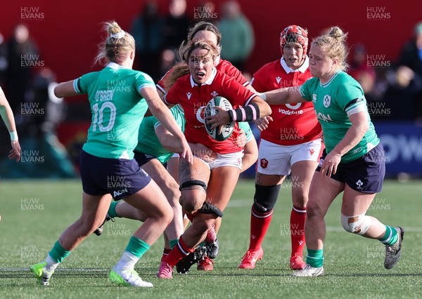 130424 - Ireland  v Wales, Guinness Women’s 6 Nations - Georgia Evans of Wales charges forward