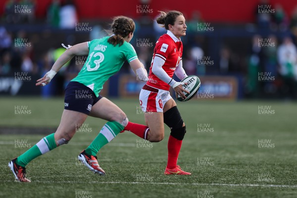 130424 - Ireland  v Wales, Guinness Women’s 6 Nations - Jasmine Joyce of Wales looks to attack