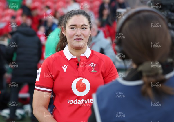130424 - Ireland  v Wales, Guinness Women’s 6 Nations - Gwennan Hopkins of Wales with her first cap after the match